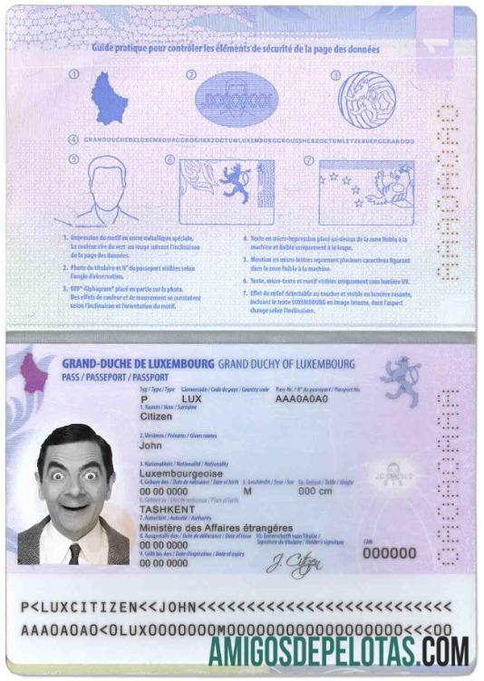 Passaporte luxemburguês amostra